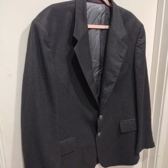 Savile Row Men's 100% Wool Dark Gray Blazer Suit Jacket Sz  44R Office Event - Picture 2 of 6